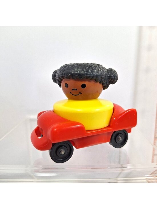 Fisher Price Other - Chunky Little People African American Girl 1990 Red Black Car 1993 Vintage